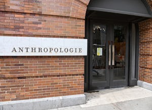 NEW YORK, NEW YORK - MAY 19: Anthropologie is closed during the COVID-19 pandemic on May 19, 2020 in...