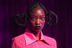 LONDON, ENGLAND - SEPTEMBER 18: A model poses during the FEBEN presentation at the TikTok Creation S...