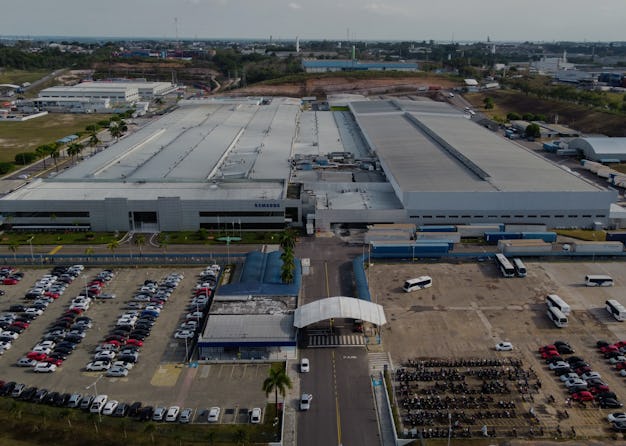 Aerial view of Samsung Electronics factory at the Manaus Duty Free Zone (ZFM), Amazonas state, Brazi...