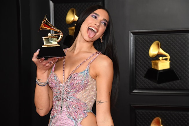 LOS ANGELES, CALIFORNIA - MARCH 14: Dua Lipa, winner of Best Pop Vocal Album for ‘Future Nostalgia’,...