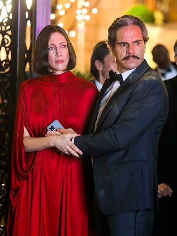 NEW YORK, NY - DECEMBER 10: Vera Farmiga and Tony Dalton are seen on the set of the 'Hawkeye' at the...