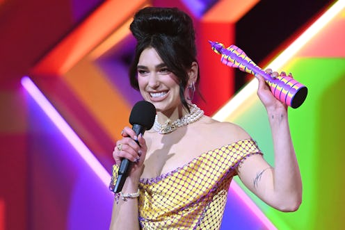 Dua Lipa accepts the award for British Femail Solo Artist during The BRIT Awards 2021 at The O2 Aren...