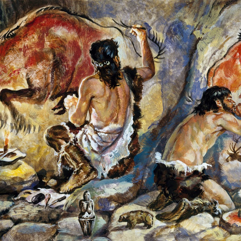 UNSPECIFIED - CIRCA 2003: Reconstruction of daily life of primitive peoples in the Paleolithic Peri...