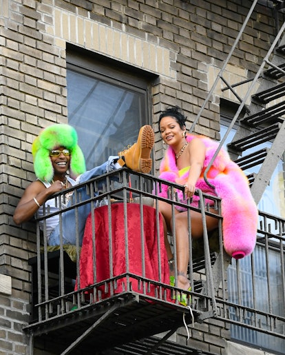 NEW YORK, NY - JULY 11:  Rihanna (R) and A$AP Rocky are seen filming a music video in the Bronx on J...