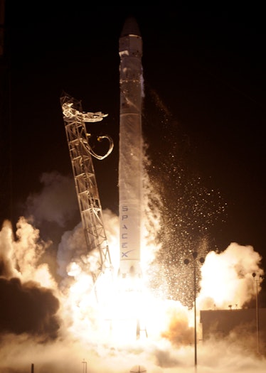 SpaceX's Falcon 9 rocket blasts off from Cape Canaveral, Florida on October 7, 2012. SpaceX's Falcon...