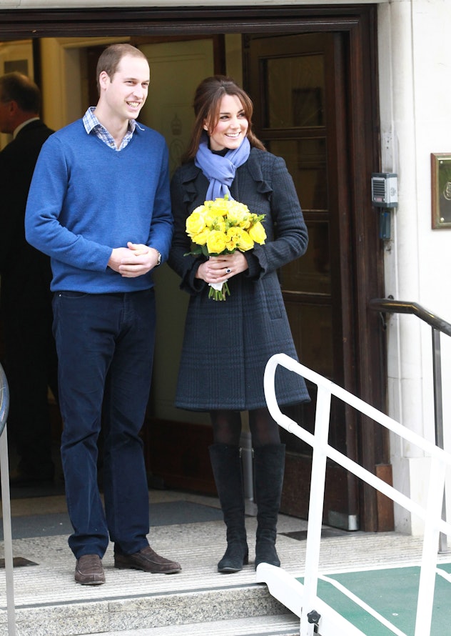 Kate Middleton wore blue.