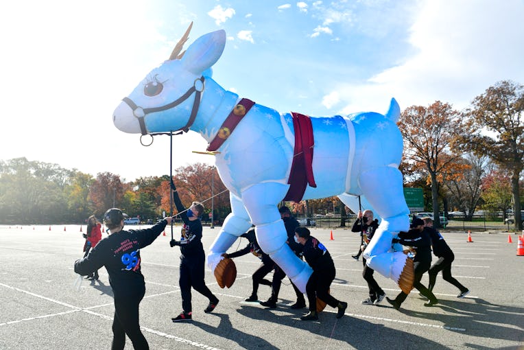 NEW YORK, NEW YORK - NOVEMBER 13: Macy's unveils new giant character balloons for the 95th Annual Ma...
