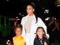 Kim Kardashian with daughter North West and niece Penelope Disick, who collaborated on a cute TikTok...