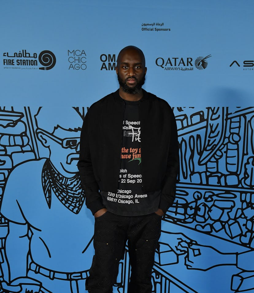 DOHA, QATAR - NOVEMBER 04: Virgil Abloh attends the opening of his exhibition “Figures of Speech” on...