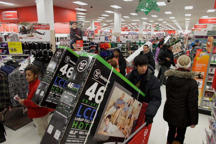 Shoppers fill a Target Store on Black Friday in Chicago, November 25, 2011.  (Photo by John Gress/Co...