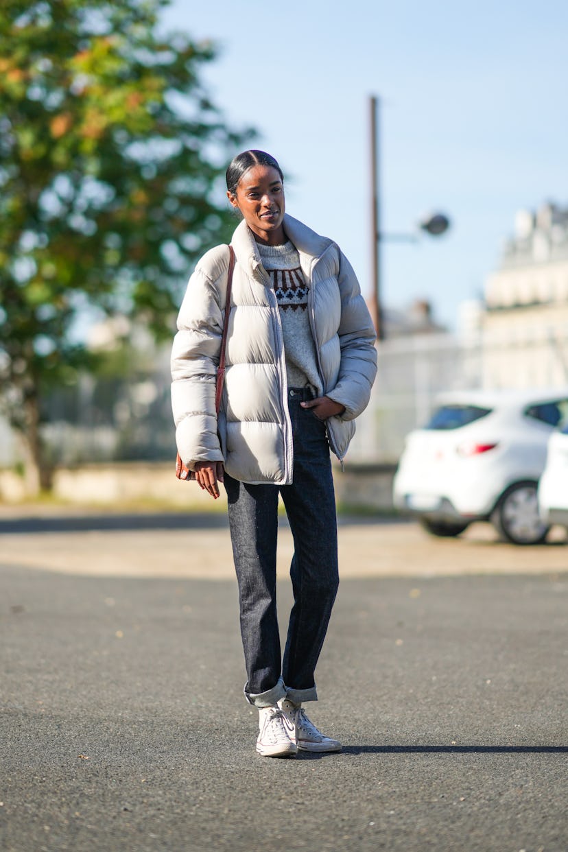 grey puffer jacket style