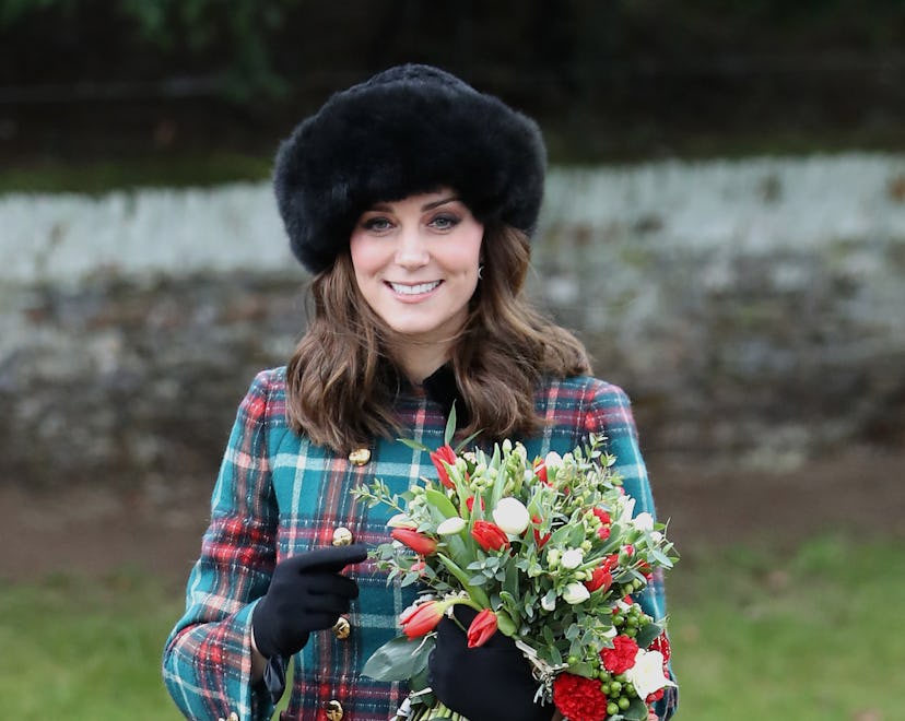 KING'S LYNN, ENGLAND - DECEMBER 25: Catherine; Duchess of Cambridge attends Christmas Day Church se...