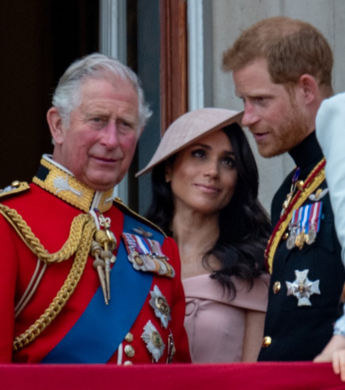 LONDON, ENGLAND - JUNE 09: Prince Charles, Prince of Wales with Prince Harry, Duke of Sussex and Me...