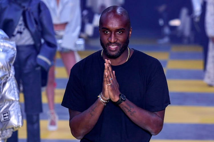 US fashion designer for Off-White Virgil Abloh acknowledges the audience at the end of the Off-White...
