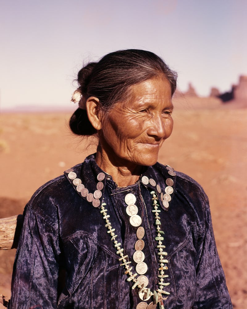 1950s Navajo Woman Wearing Turquoise Necklace