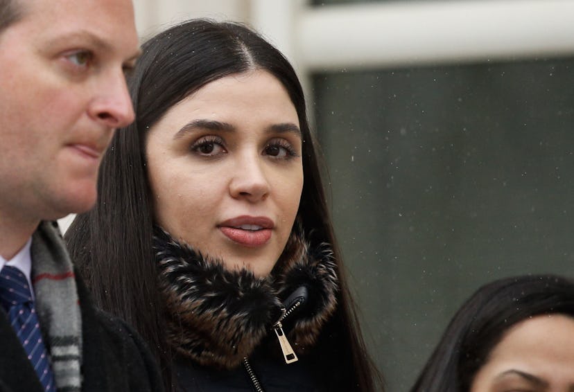 El Chapo's wife Emma Coronel Aispuro leaves the US Federal Courthouse in Brooklyn, New York after he...