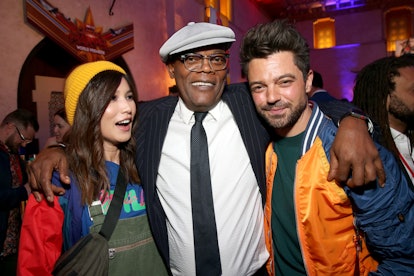 Gemma Chan, Samuel L. Jackson, and Dominic Cooper in 2019.