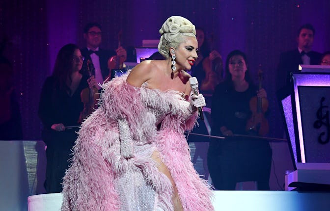 LAS VEGAS, NEVADA - OCTOBER 14: Lady Gaga performs during her 'JAZZ & PIANO' residency at Park MGM o...