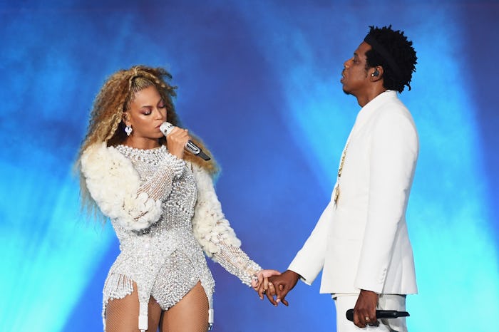 EAST RUTHERFORD, NJ - AUGUST 02: Beyonce and Jay-Z perform onstage during the "On The Run II" Tour ...