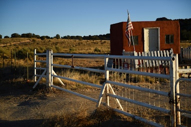 The entrance to the Bonanza Creek Ranch where the film "rust" was filming, on October 29, 2021 in Sa...