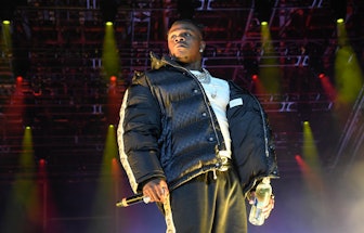 NEW YORK, NEW YORK - OCTOBER 28: DaBaby performs as a special guest during 50 Cent's set at Citi Fie...