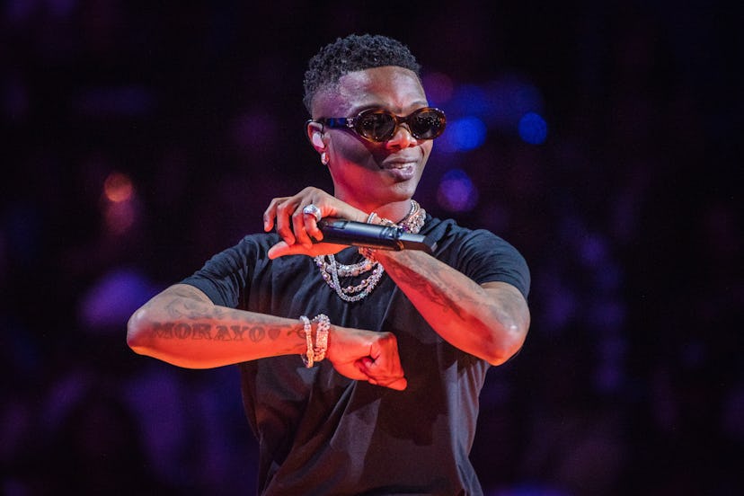 LONDON, ENGLAND - NOVEMBER 28:  Wizkid performs at The O2 Arena on November 28, 2021 in London, Engl...