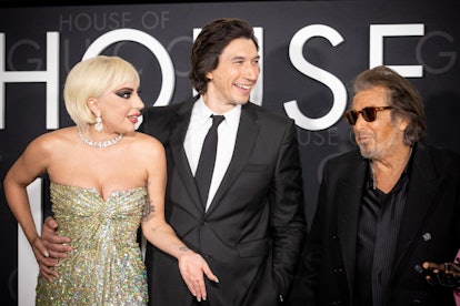 LOS ANGELES, CALIFORNIA - NOVEMBER 18: Lady Gaga, Adam Driver and Al Pacino attend the Los Angeles p...
