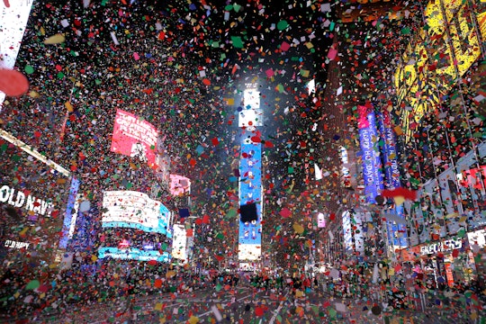 NEW YORK, NEW YORK - DECEMBER 31:  The New Year's Eve ball drops in a mostly empty Times Square on D...