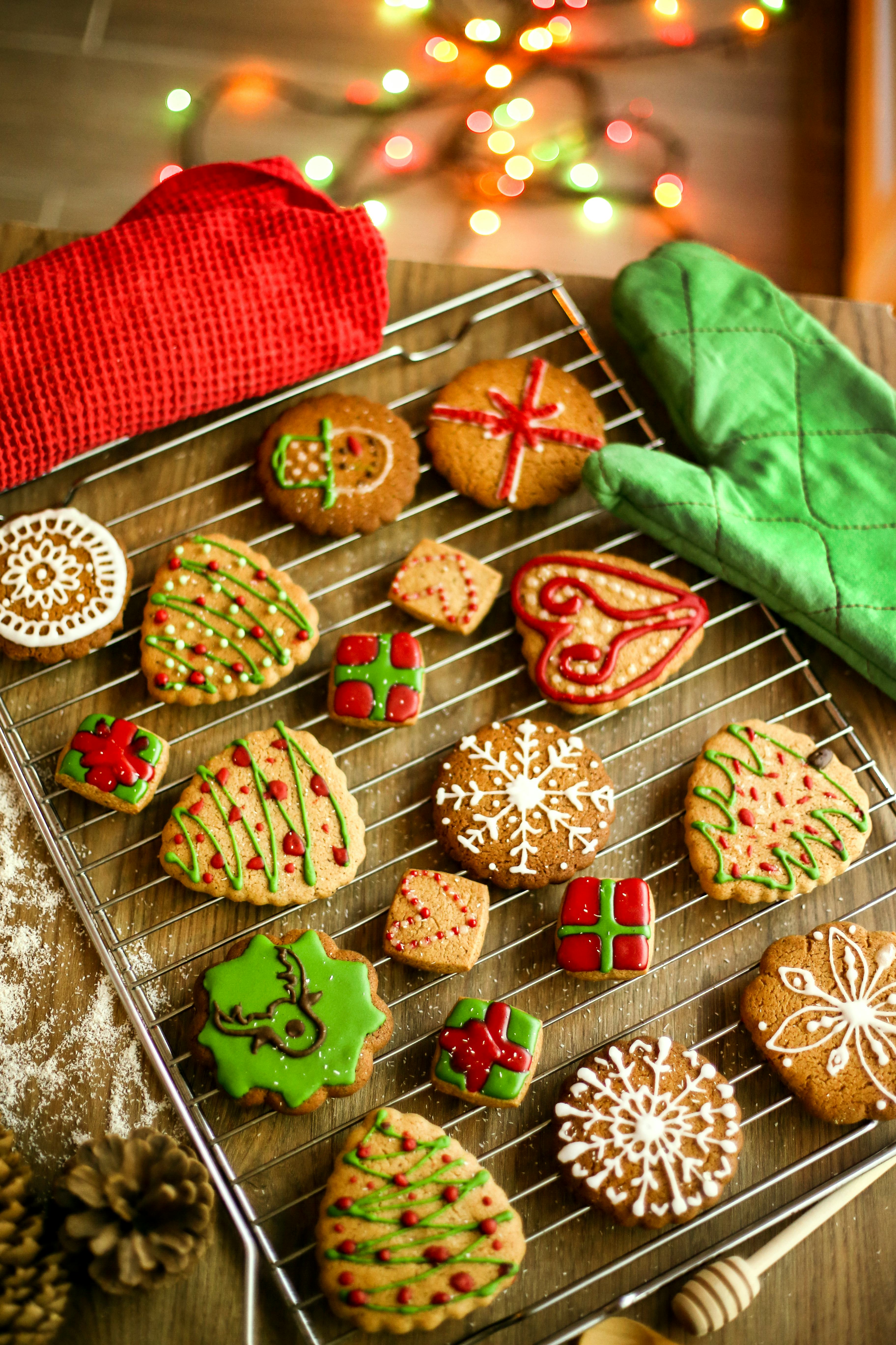 Group of various delicious gingerbread cookies.