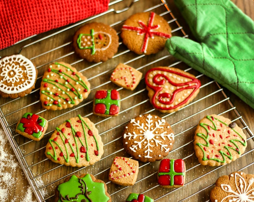 Group of various delicious gingerbread cookies.