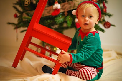 little boy dressed up as an elf