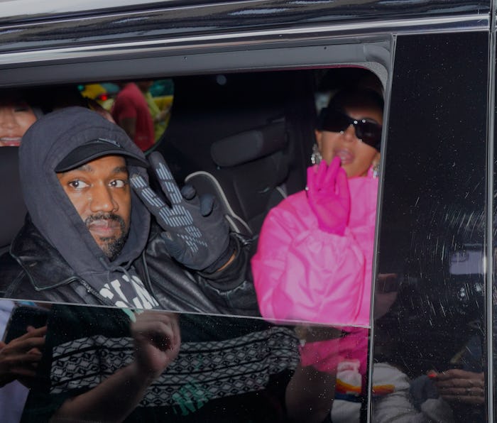 NEW YORK, NEW YORK - OCTOBER 09: Kanye West and Kim Kardashian head out of their hotel on October 09...