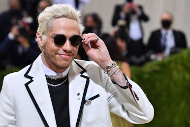 Pete Davidson at the 2021 Met Gala. Pete Davidson's relationship history is basically The Met Gala g...