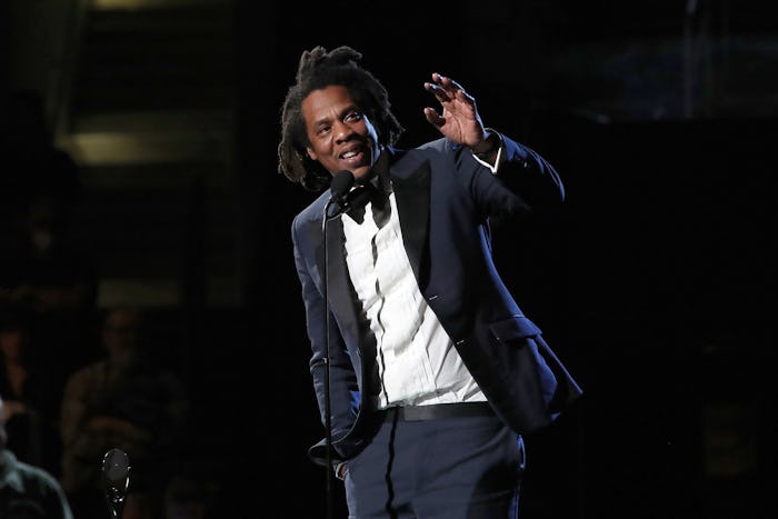 CLEVELAND, OHIO - OCTOBER 30: Inductee Jay-Z speaks onstage during the 36th Annual Rock & Roll Hall ...