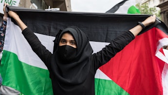 Students and pro-Palestinian supporters protest outside King's College London