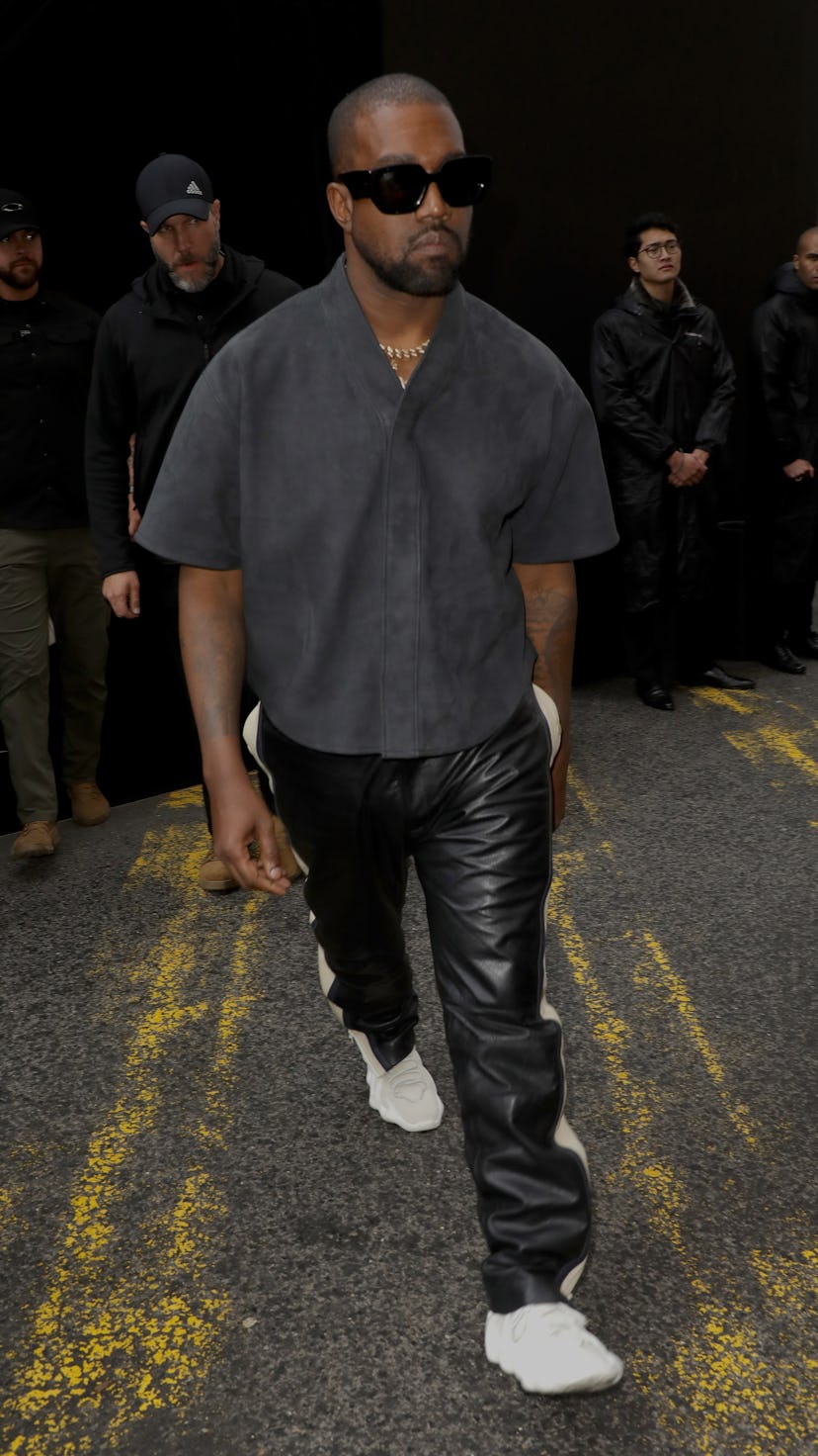 PARIS, FRANCE - MARCH 01: (EDITORIAL USE ONLY) Kanye West attends the Balenciaga show as part of the...