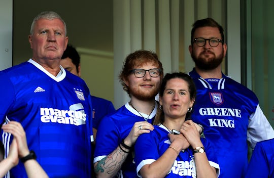 IPSWICH, ENGLAND - APRIL 21: Musician Ed Sheeran and fiance Cherry Seaborn look on during the Sky B...