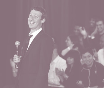 SAN FRANCISCO, CA - APRIL 19:  Facebook CEO Mark Zuckerberg laughs before the start of a town hall s...