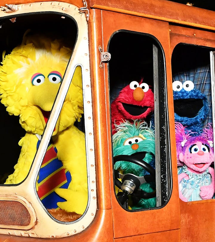 NEW YORK, NY - NOVEMBER 09: Sesame Street Characters (L-R) Big Bird, Elmo, Cookie Monster, and Abby ...