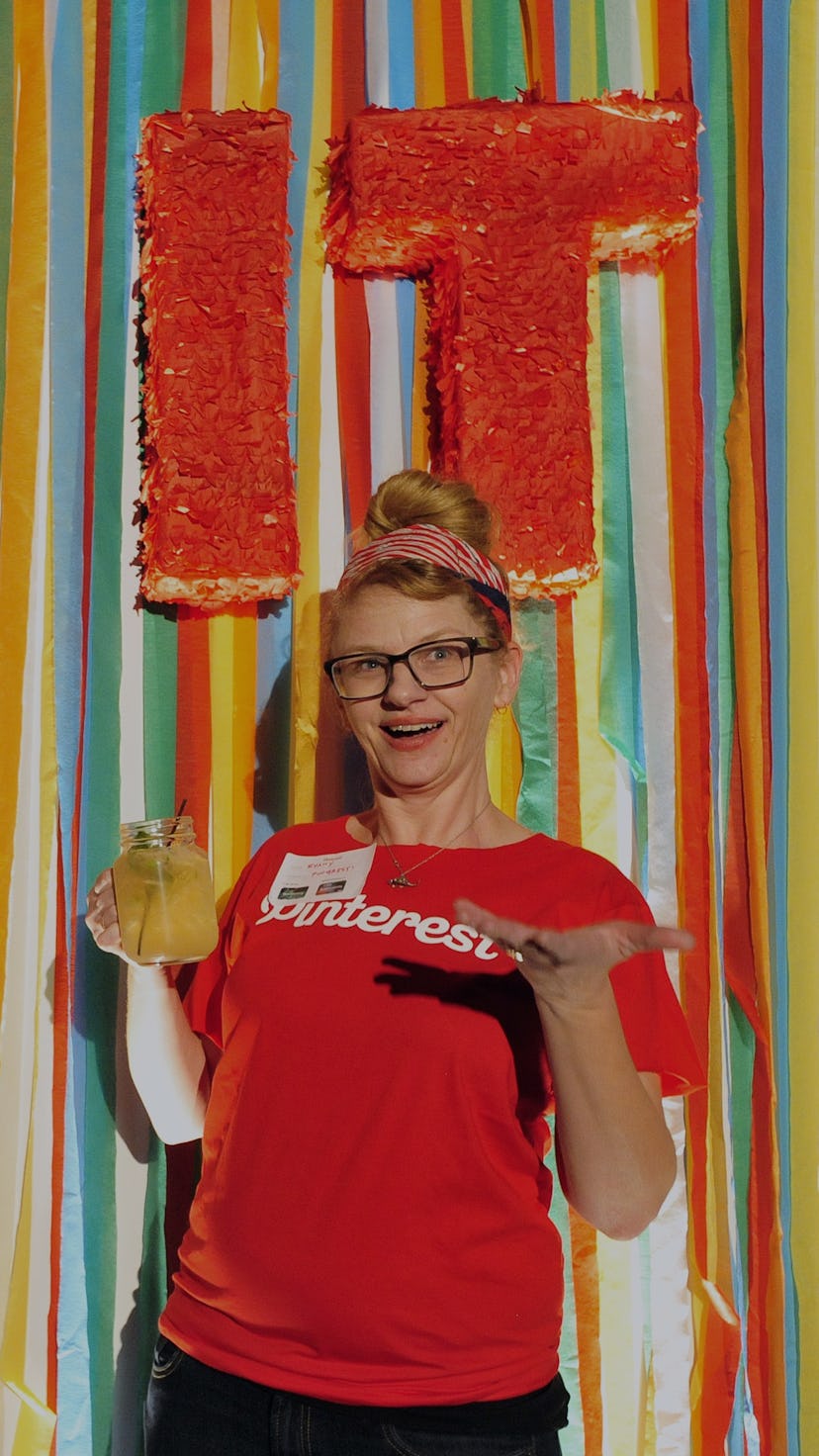 Pinterest employee Evany Thomas poses for a photo during media event in San Francisco, California on...