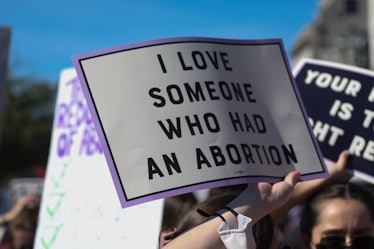 A sign, reading "I love someone who had an abortion" from the Oct. 2, 2021 Women's March at the U.S....