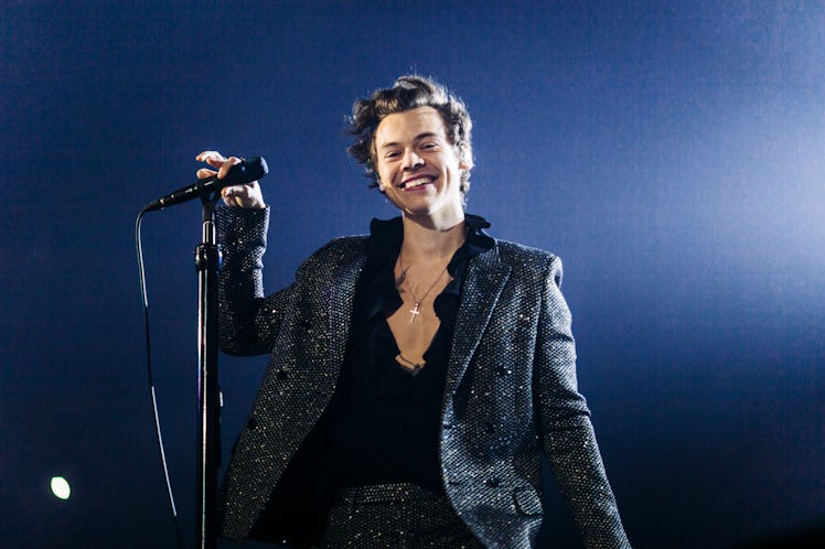 Harry Styles, who helped one of his fans come out during his concert, performs during his European t...