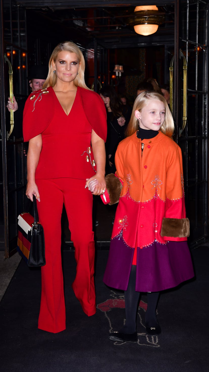 NEW YORK, NY - FEBRUARY 05: Jessica Simpson and Maxwell Drew Johnson seen on the streets of Manhatt...