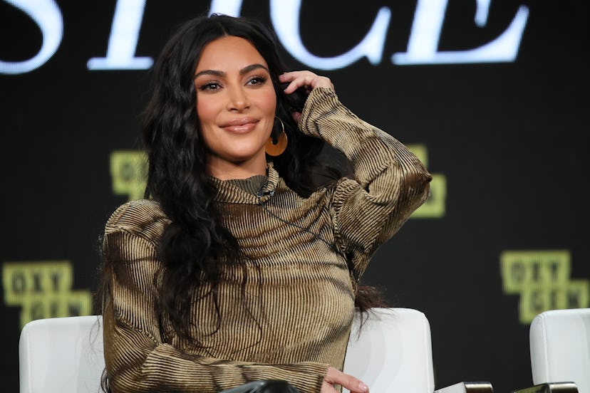 Kim Kardashian West, who is rumored to be dating Pete Davidson, speaks onstage during the 2020 Winte...