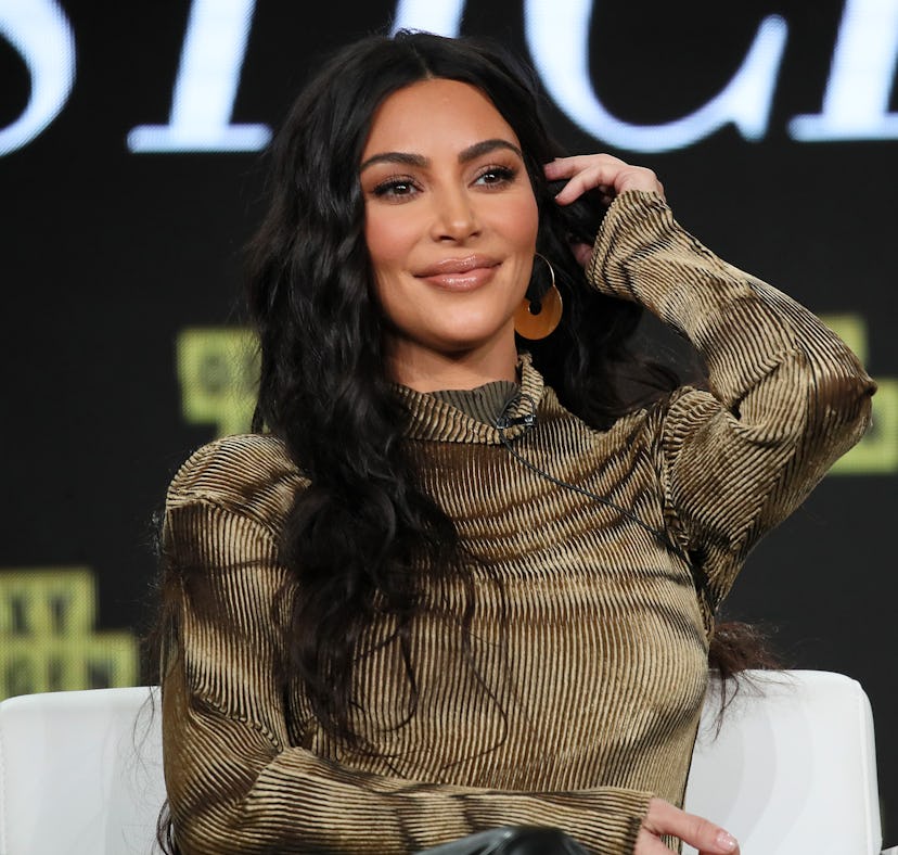 Kim Kardashian West, who is rumored to be dating Pete Davidson, speaks onstage during the 2020 Winte...