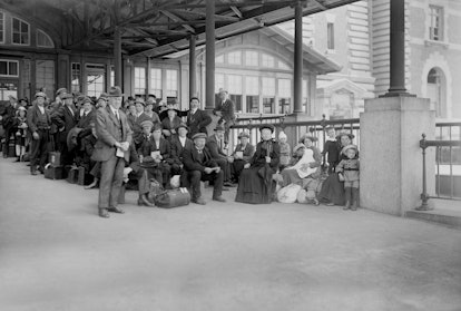 Arrival of Immigrants Awaiting Examination, Ellis Island, New York City, in 1920. The United States ...