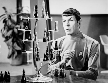 Leonard Nimoy in his role as Mr. Spock, the logical, pointed-eared First Officer from the planet Vul...
