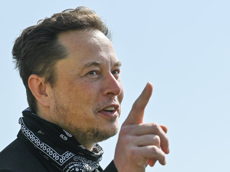 GRUENHEIDE, GERMANY - AUGUST 13: Tesla CEO Elon Musk talks during a tour of the plant of the future ...