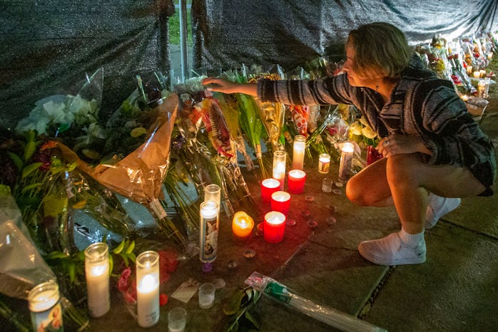 Hannah Longoria attends a makeshift memorial on November 7, 2021 at the NRG Park grounds where eight...