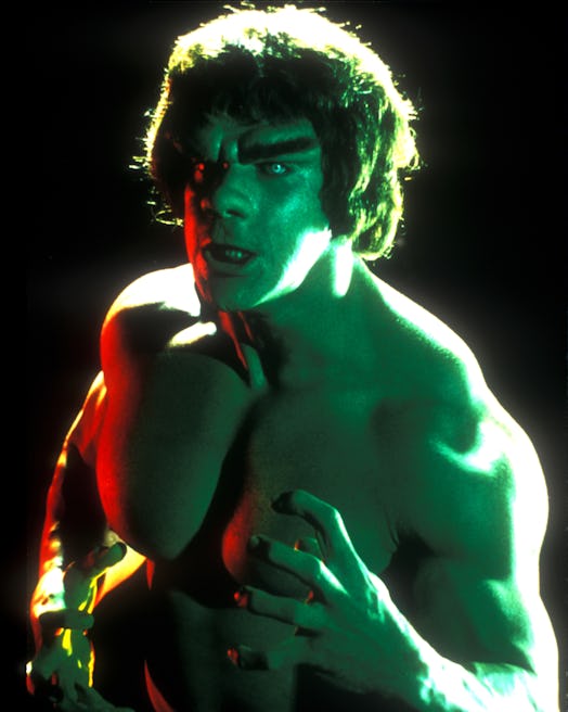 Lou Ferrigno, US actor and bodybuilder, in a studio portrait issued as publicity for the US televisi...